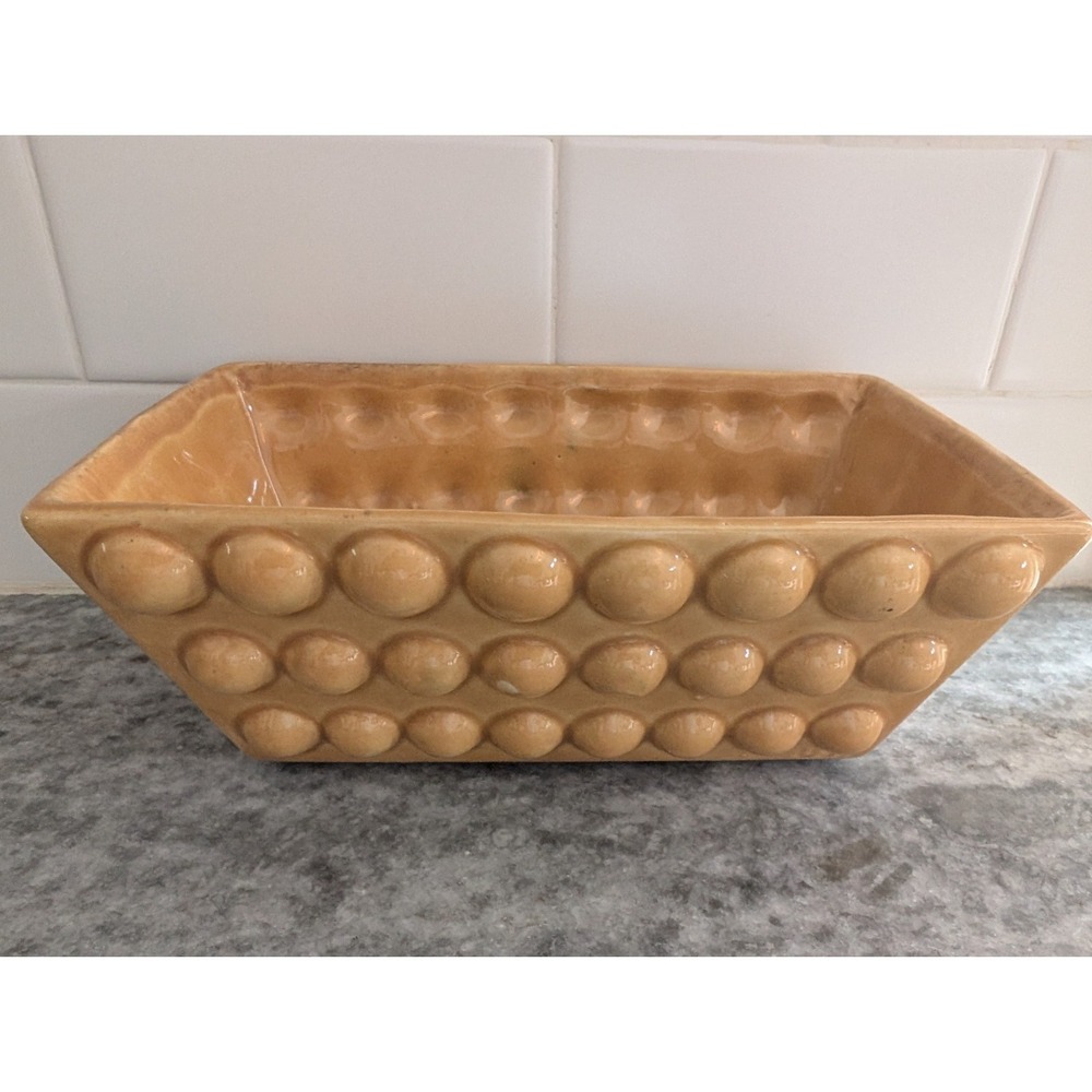 Vtg Yellow MCM bubble Rectangular planter 9" x 5.5" x 4